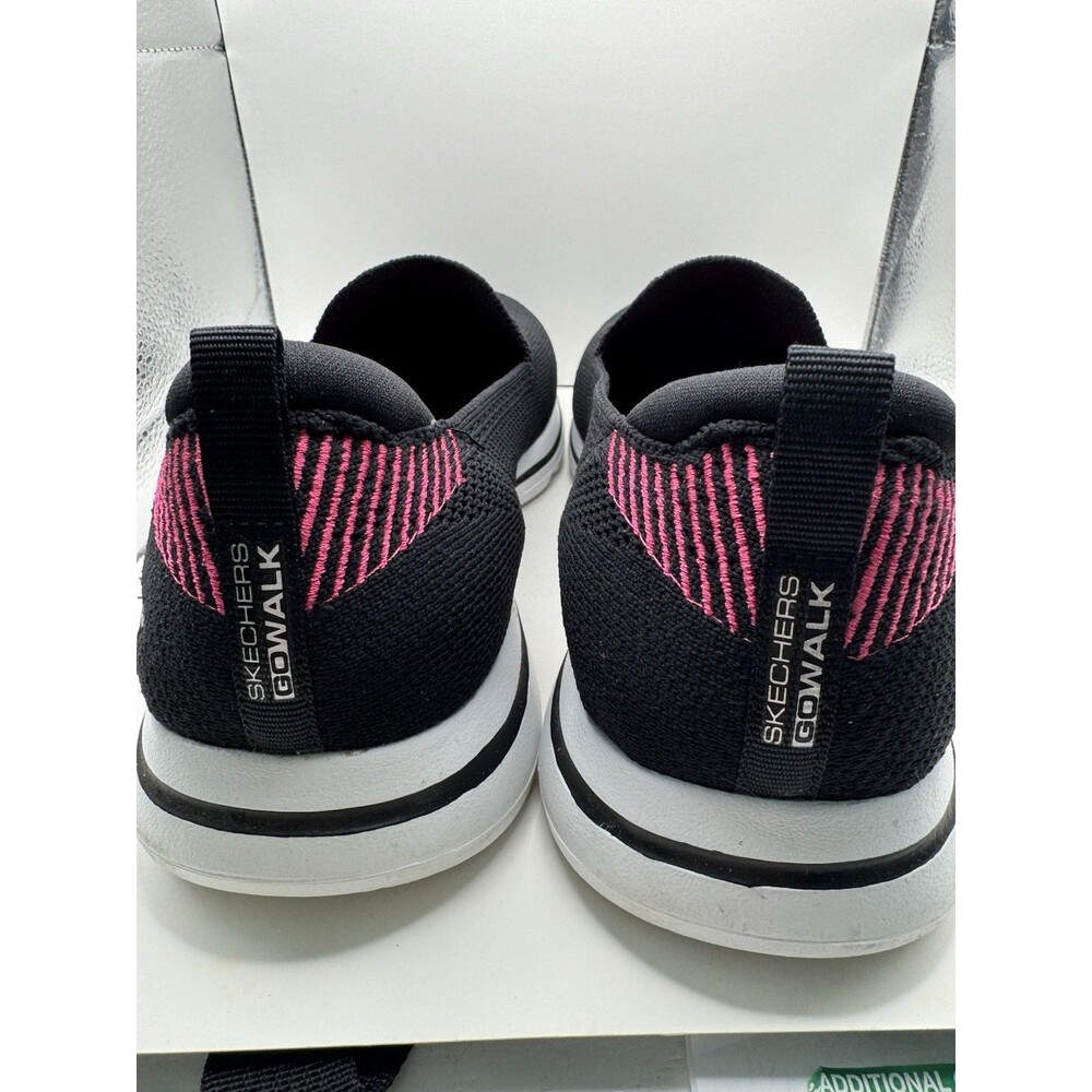 SKECHERS GO WALK Women’s Black Pink White Mesh Slip-On Cushioned Walking Sneaker - Picture 4 of 7